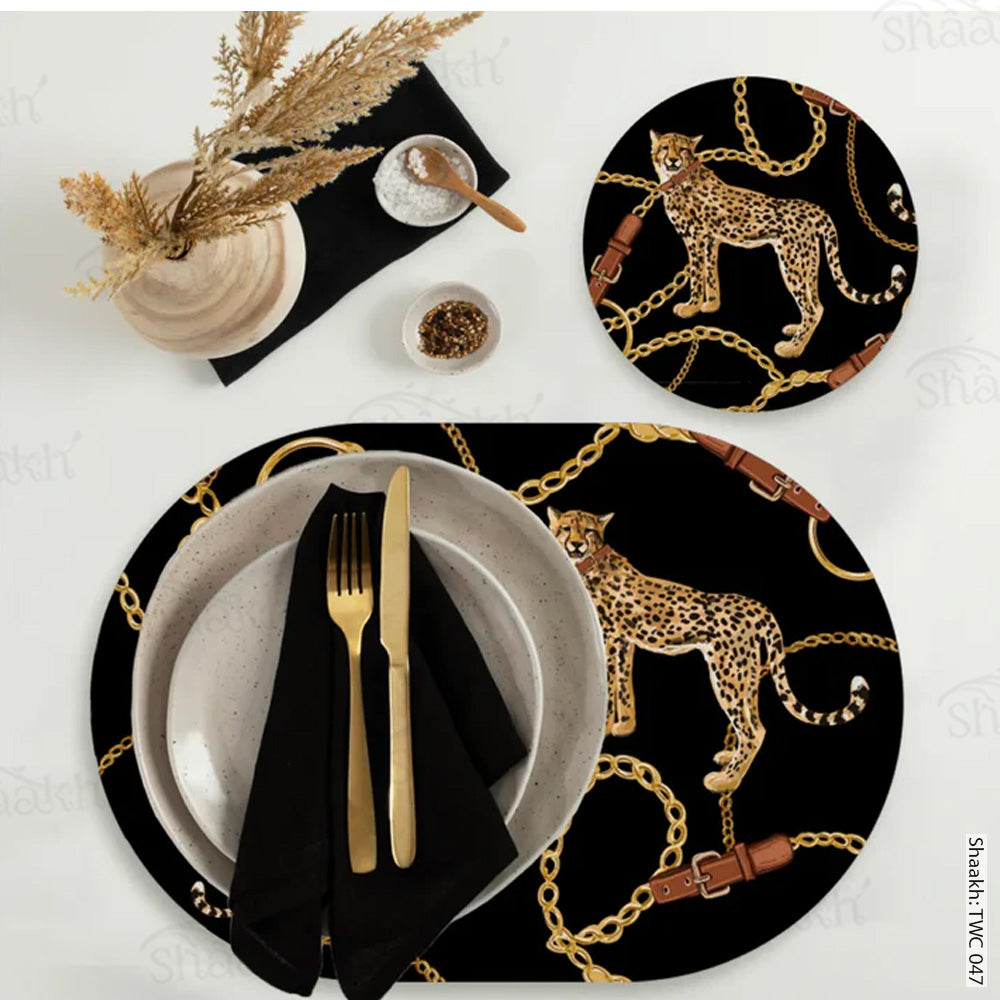 The Royal Leopard Coordinated Mats & Trivets Set | TWC 047 ( 8 Mats, 4 Trivets )