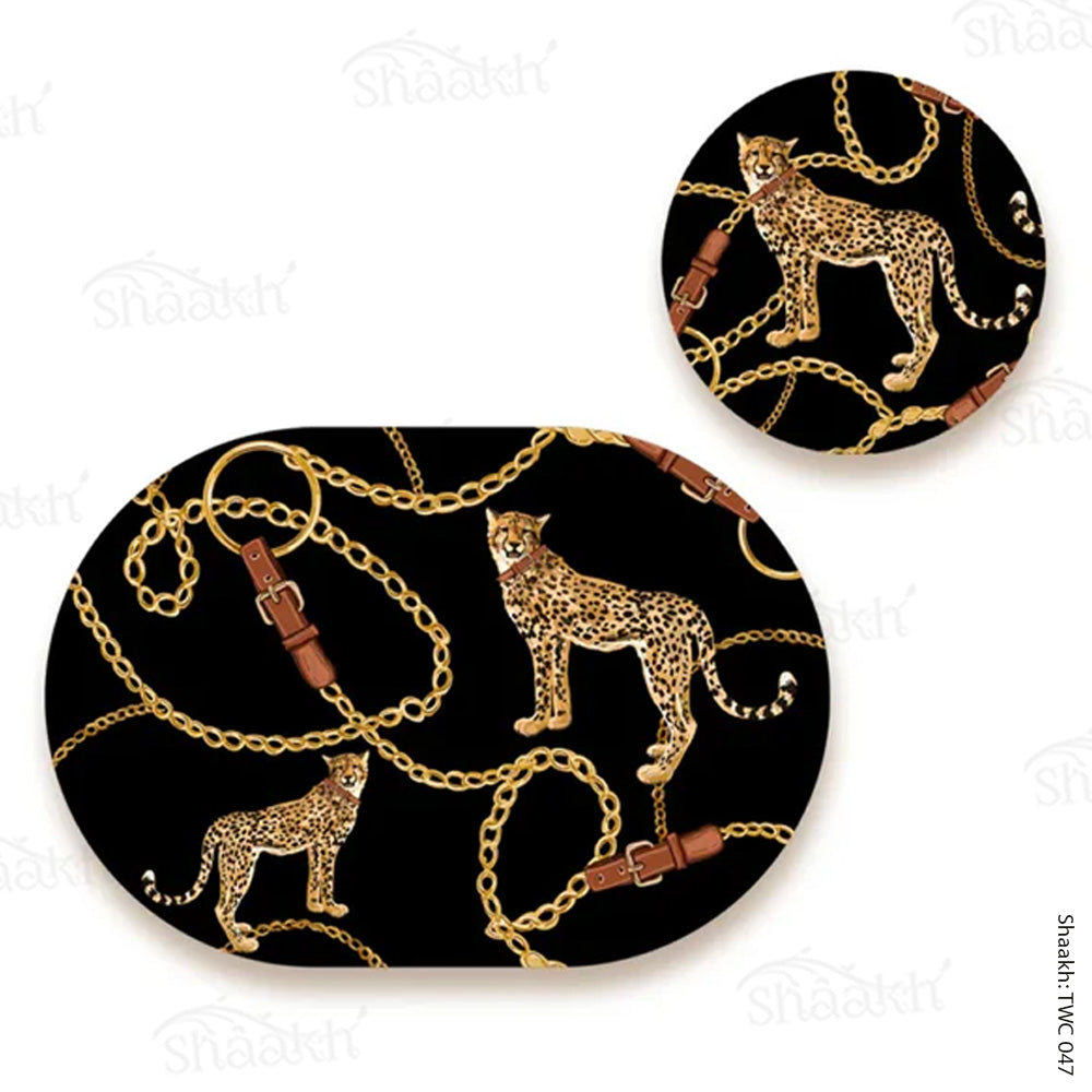 The Royal Leopard Coordinated Mats & Trivets Set | TWC 047 ( 8 Mats, 4 Trivets )
