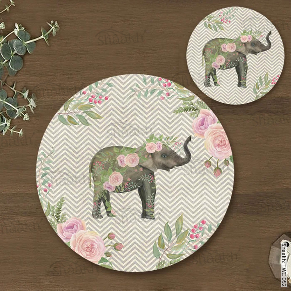 Ele Family Coordinated Mats & Trivets Set | TWC 052 ( 8 Mats, 4 Trivets )