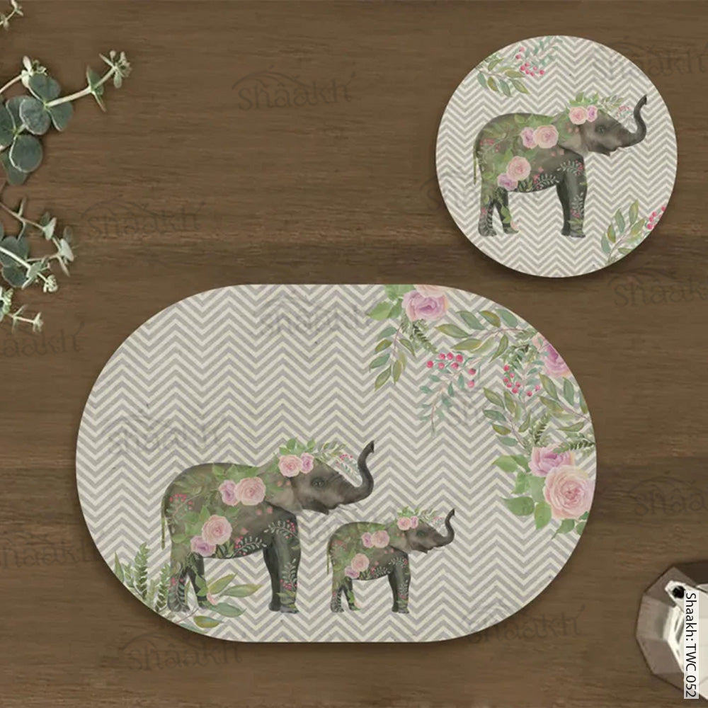 Ele Family Coordinated Mats & Trivets Set | TWC 052 ( 8 Mats, 4 Trivets )