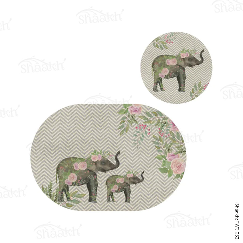 Ele Family Coordinated Mats & Trivets Set | TWC 052 ( 8 Mats, 4 Trivets )