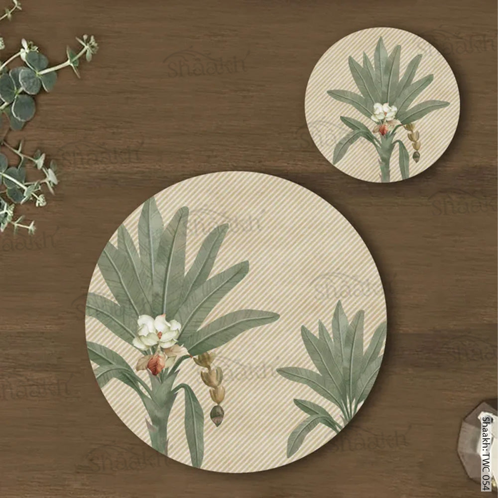 The Tropical Palms Coordinated Mats & Trivets Set | TWC 054 ( 8 Mats, 4 Trivets )