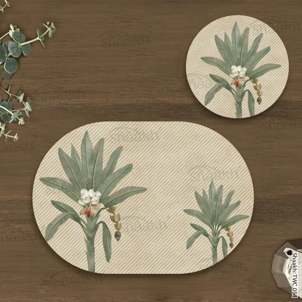 The Tropical Palms Coordinated Mats & Trivets Set | TWC 054 ( 8 Mats, 4 Trivets )