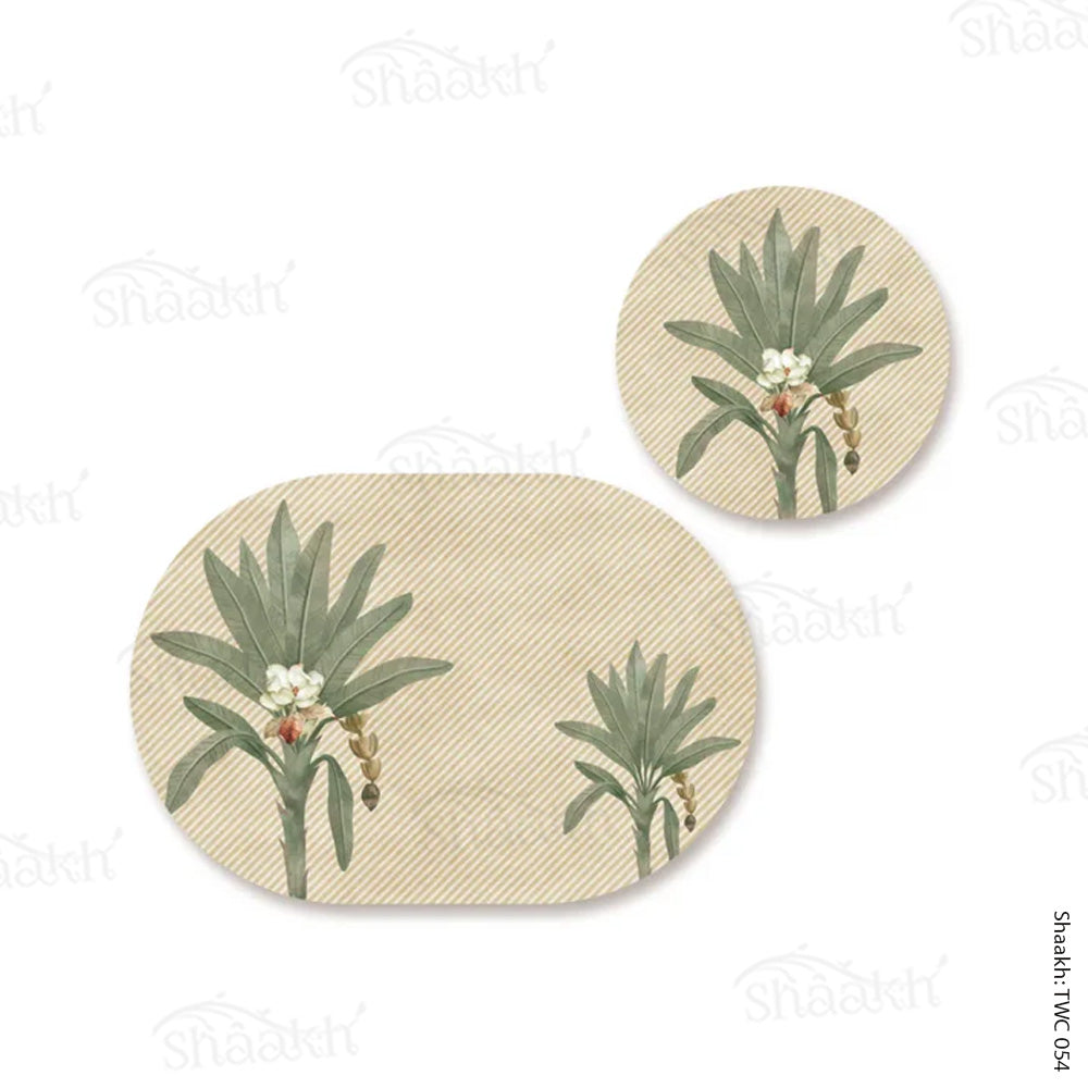 The Tropical Palms Coordinated Mats & Trivets Set | TWC 054 ( 8 Mats, 4 Trivets )