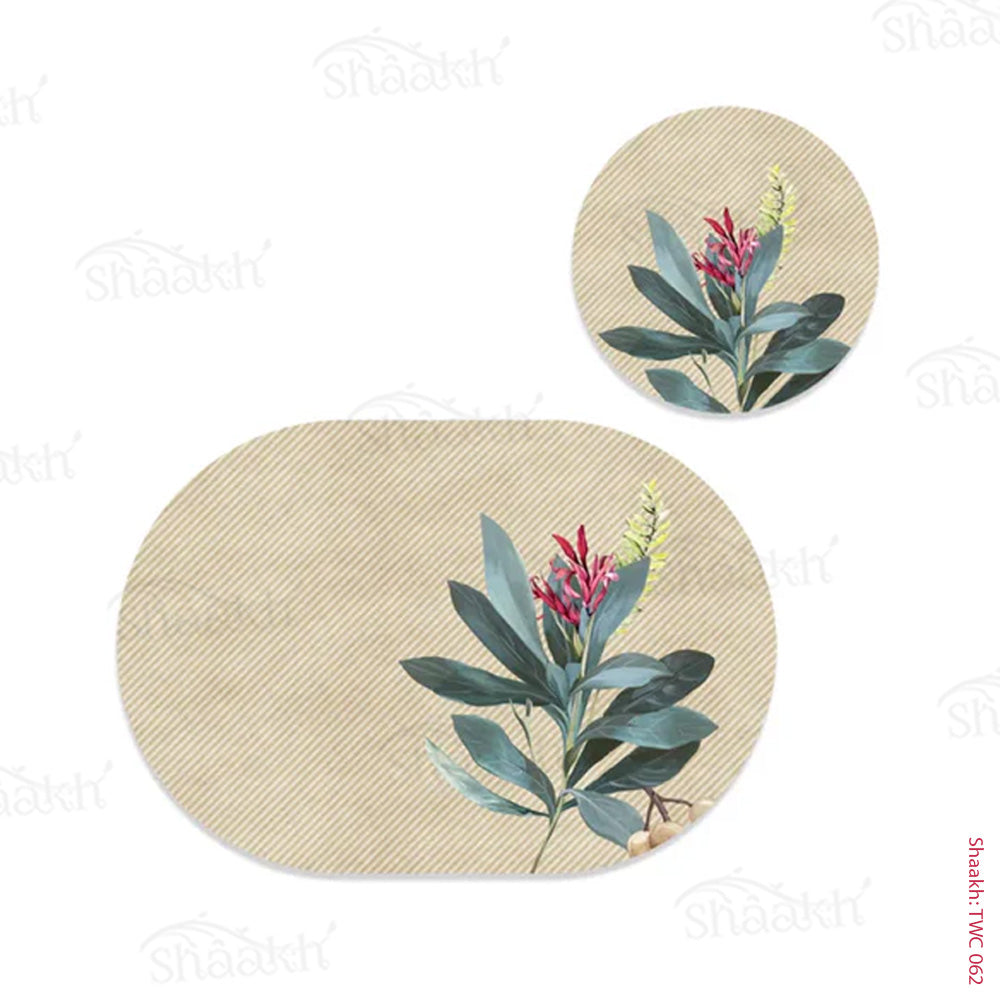 Sage Leaves Coordinated Mats & Trivets Set | TWC 062 (8 Mats, 4 Trivets)