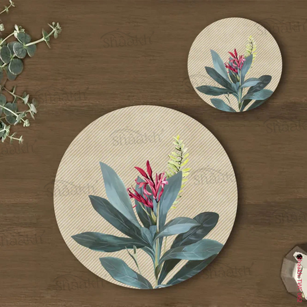 Sage Leaves Coordinated Mats & Trivets Set | TWC 062 (8 Mats, 4 Trivets)