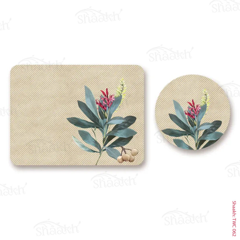 Sage Leaves Coordinated Mats & Trivets Set | TWC 062 (8 Mats, 4 Trivets)