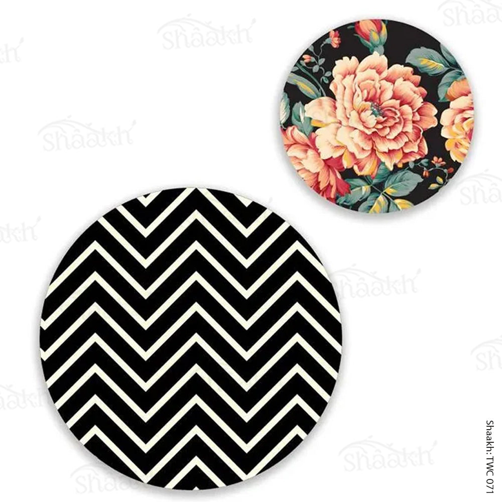 Black and white Chevron Coordinated Mats & Trivets Set | TWC 071 ( 8 Mats, 4 Trivets )