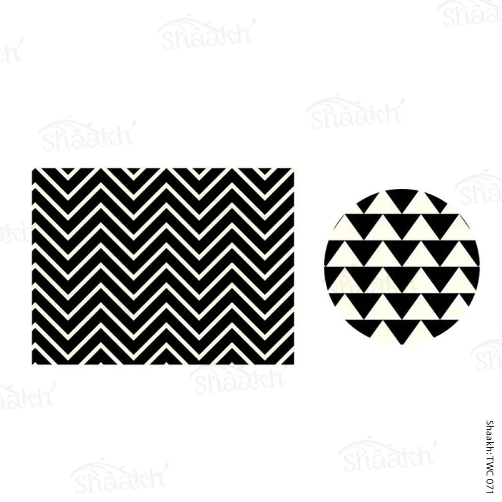 Black and white Chevron Coordinated Mats & Trivets Set | TWC 071 ( 8 Mats, 4 Trivets )