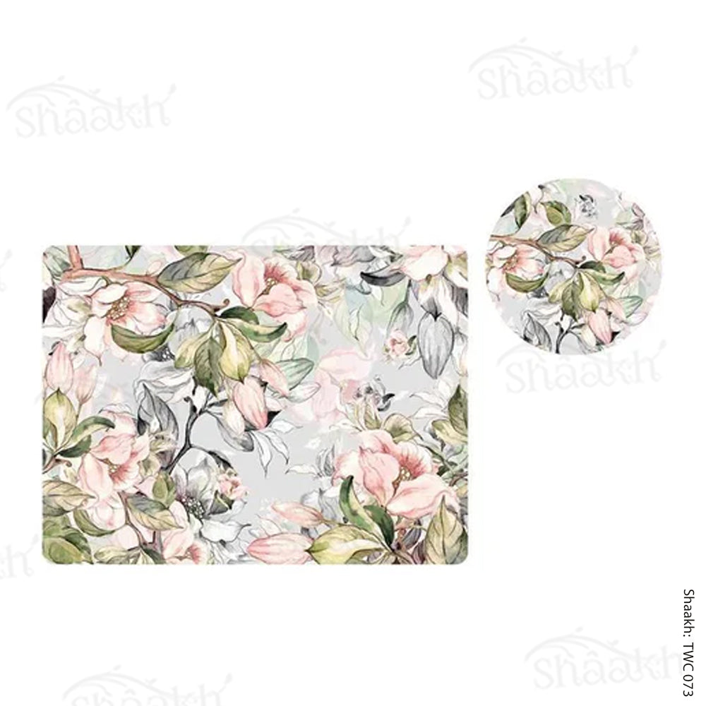 Spring branches on pale blue background Coordinated Mats & Trivets Set | TWC 073 ( 8 Mats, 4 Trivets )