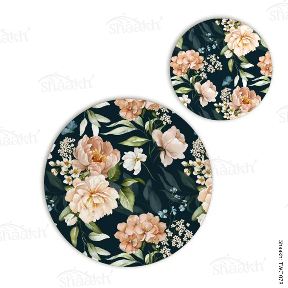 “Midnight Blossoms” Coordinated Mats & Trivets Set | TWC 078 (8 Mats,4 Trivets)