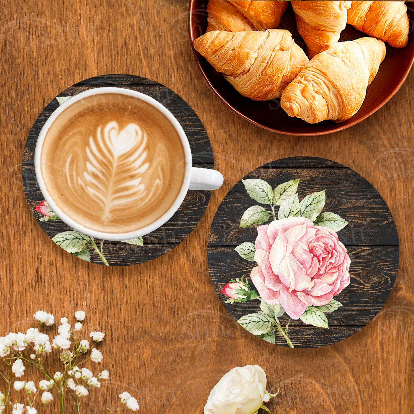 Vintage Roses On Weathered Wood Coasters | CT 1114