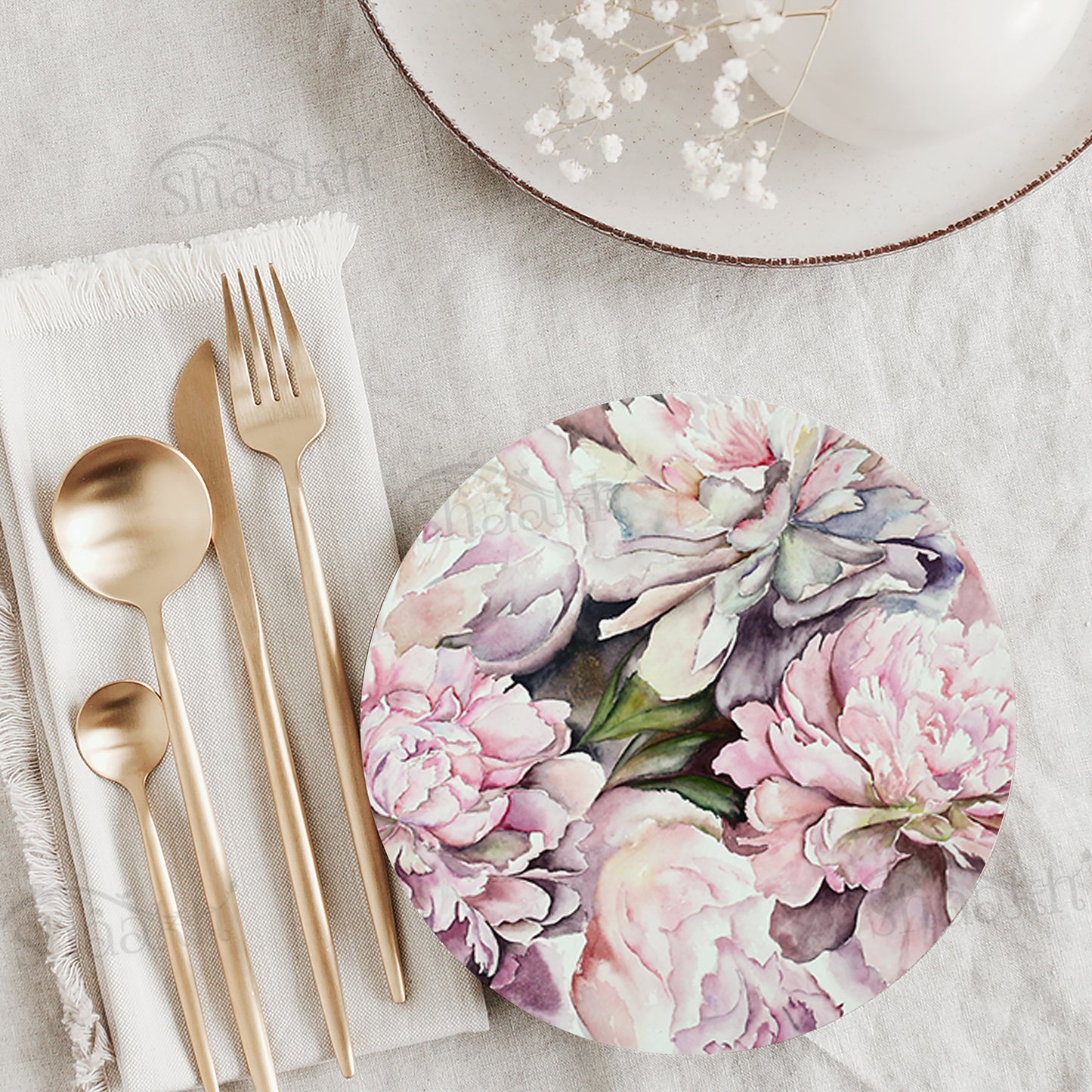 Watercolor Peonies Trivets | CST 102 (Set of 2)