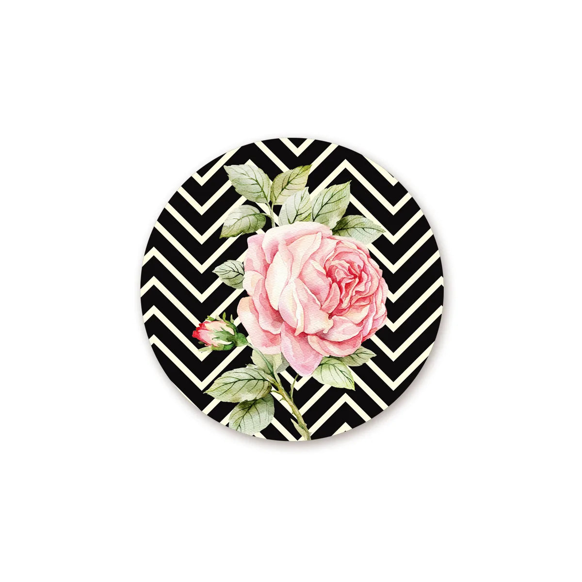 “Rose with Chevron Background” Coasters | CT 1085
