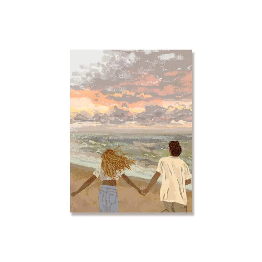 Two Hearts Sprinting on Sand Canvas | ART-096