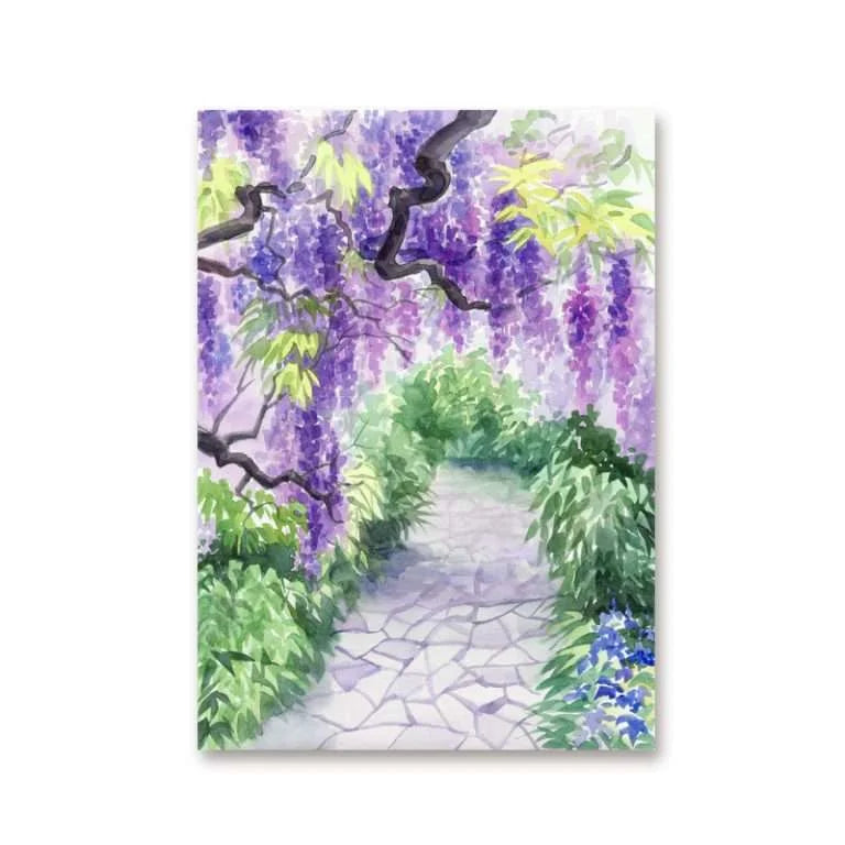 Beautiful Wisteria Garden with Alley Canvas | ART-011
