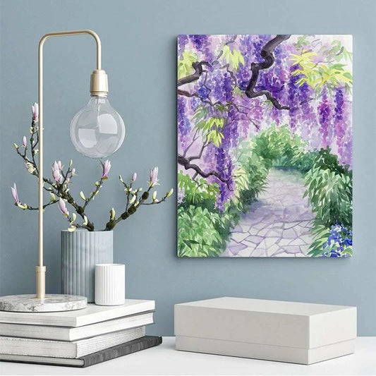 Beautiful Wisteria Garden with Alley Canvas