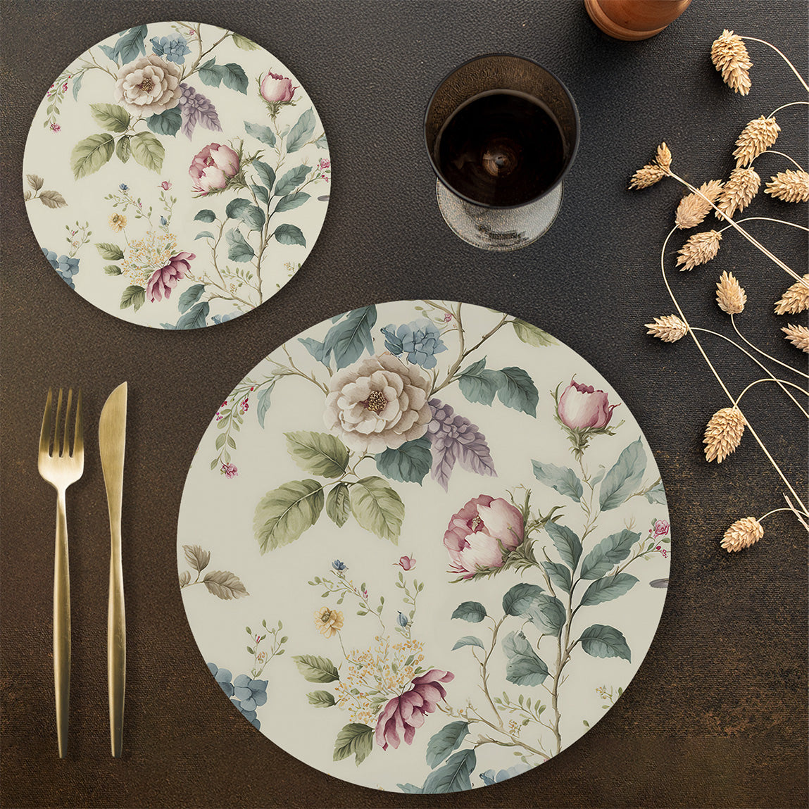 Gardenia Charm Coordinated Set | TWC 109 (8 Mats, 4 Trivets)