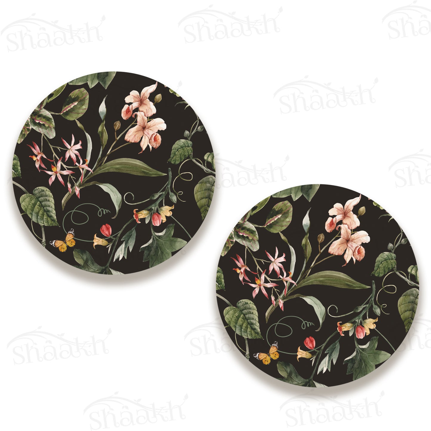 Exotic Tropical Orchids And Green Leaves Coasters | CT 1103