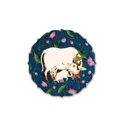Kamdhenu cow With her calf wall plate | RWA 073