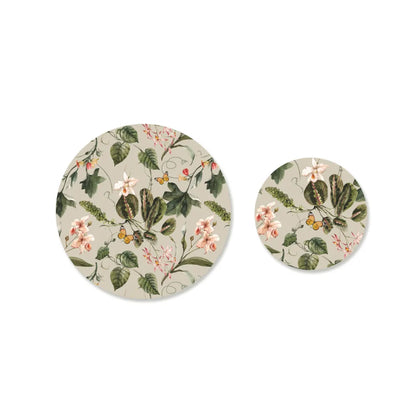 Exotic tropical orchids and green leaves Coordinated Mats & Trivets Set | TWC 034 ( 8 Mats, 4 Trivets )