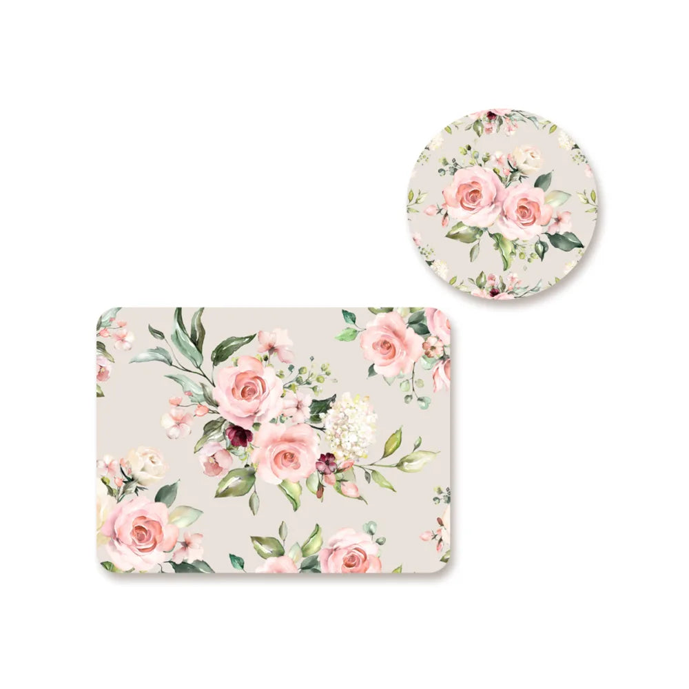Watercolor flower bunches Coordinated Mats & Trivets Set | TWC 021 ( 8 Mats, 4 Trivets )