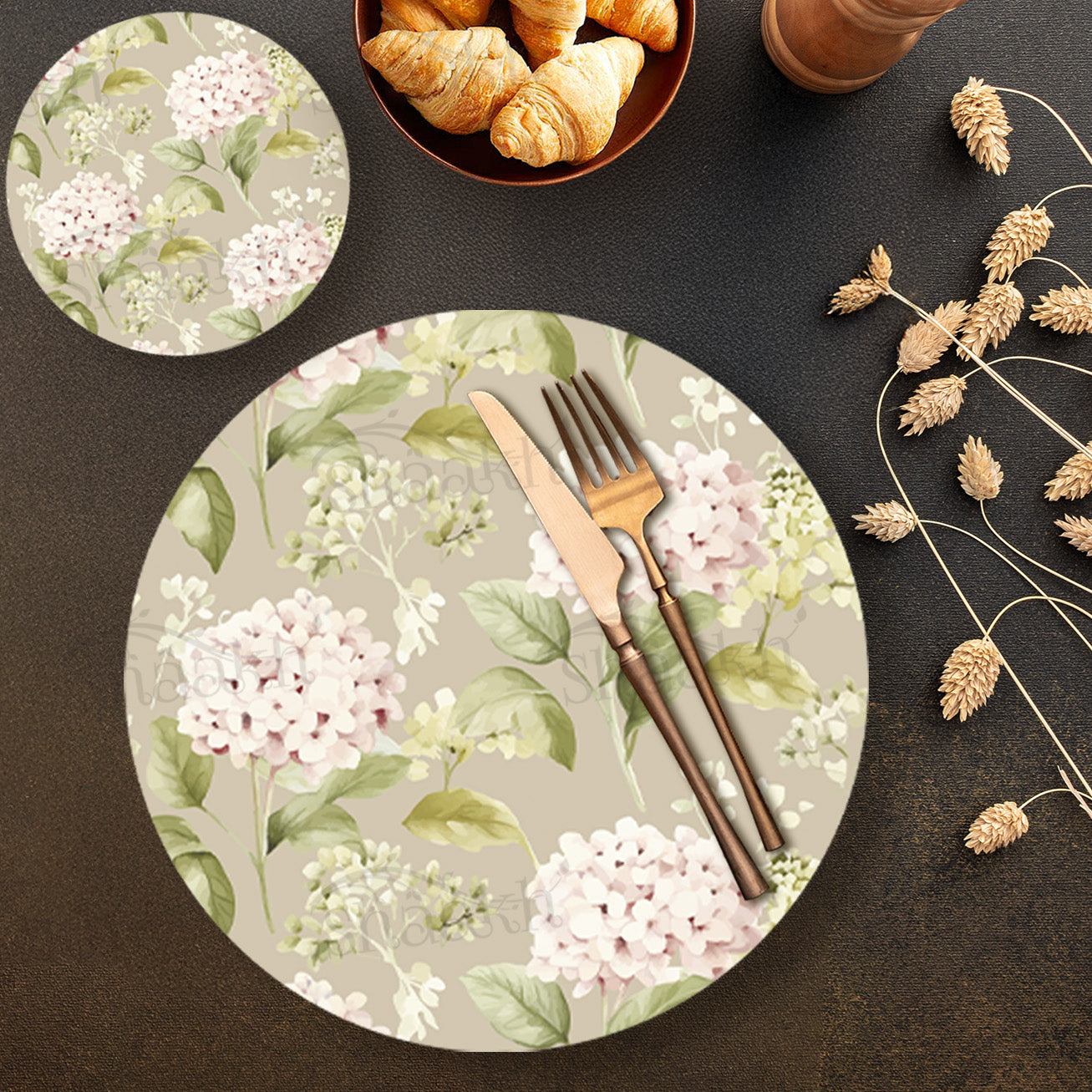Soft Blooms Coordinated Set | TWC 105 (8 Mats, 4 Trivets)