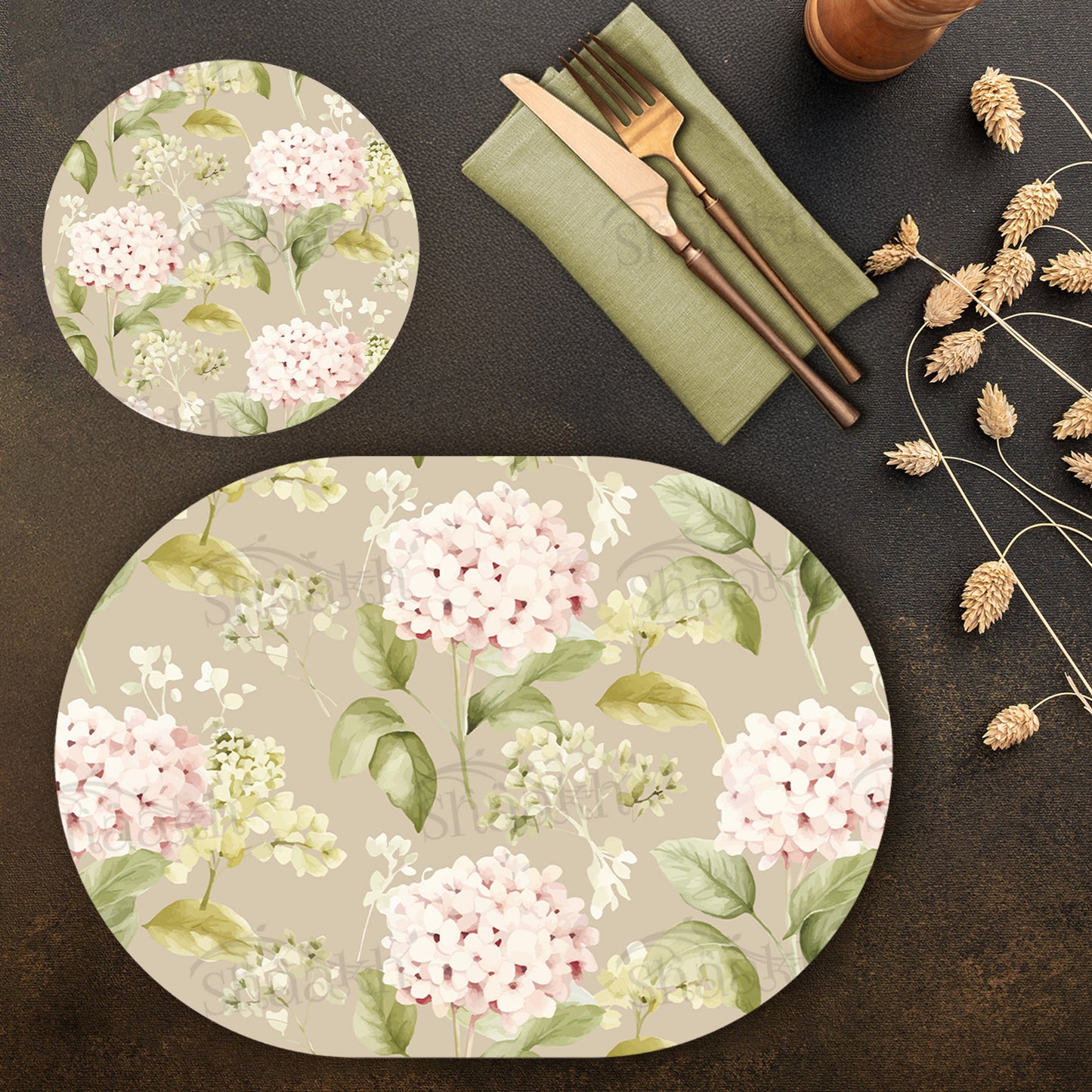 Soft Blooms Coordinated Set | TWC 105 (8 Mats, 4 Trivets)