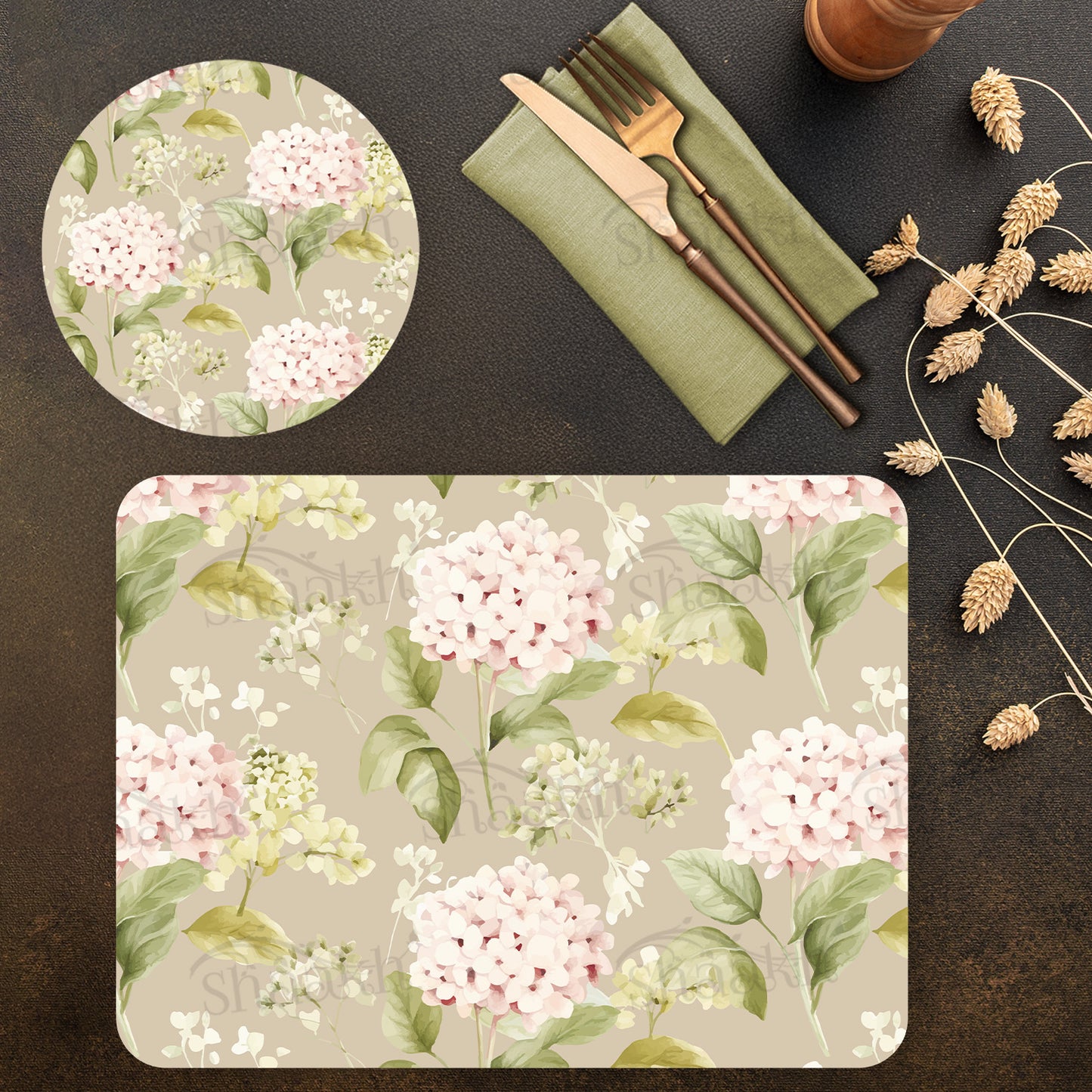 Soft Blooms Coordinated Set | TWC 105 (8 Mats, 4 Trivets)
