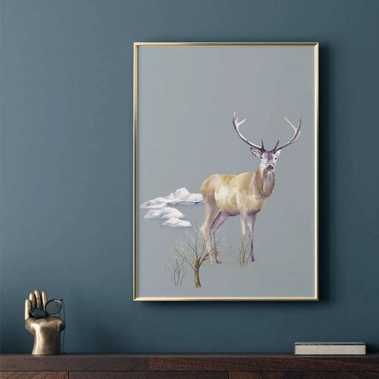 Deer In Snowy Forest Canvas