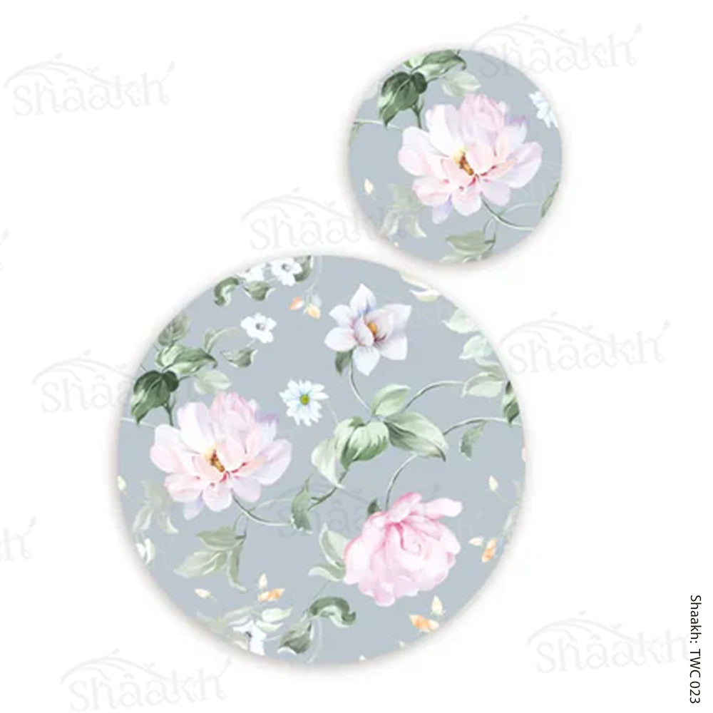 Watercolor Roses Coordinated Mats & Trivets Set | TWC 023 (8 Mats, 4 Trivets)
