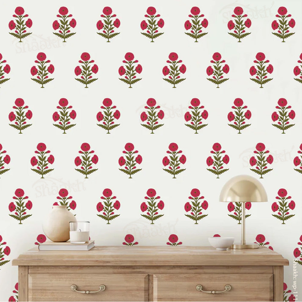 Mughal Motifs (Rani Pink) Wallpaper | WP 111