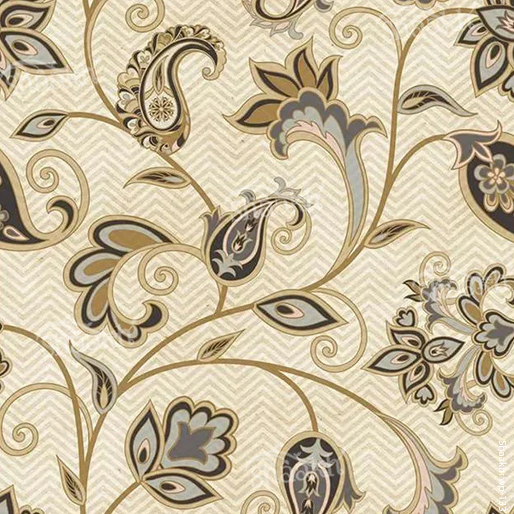 Arabic ornamental flowers on chevron background wallpaper | WP 133