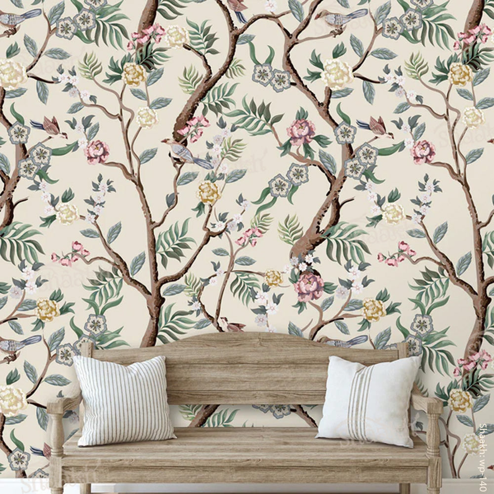 Oriental Birds and Flowers Wallpaper | WP 140