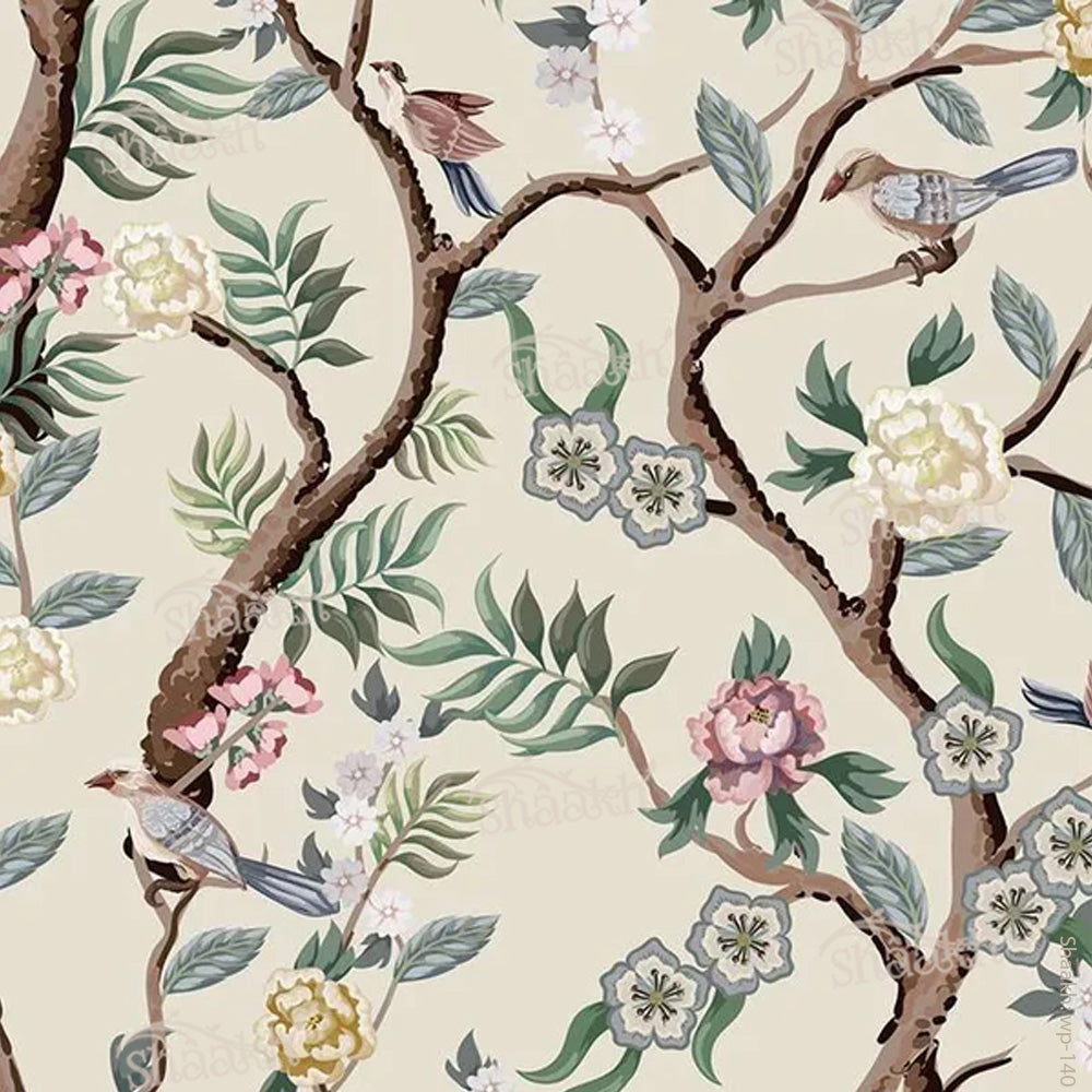 Oriental Birds and Flowers Wallpaper | WP 140