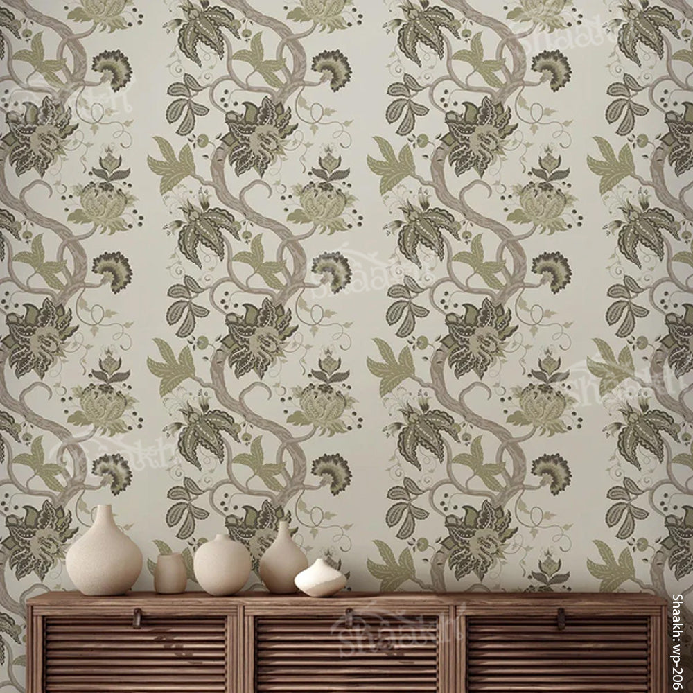 Persian Garden (Olive Green) Wallpaper | WP 206