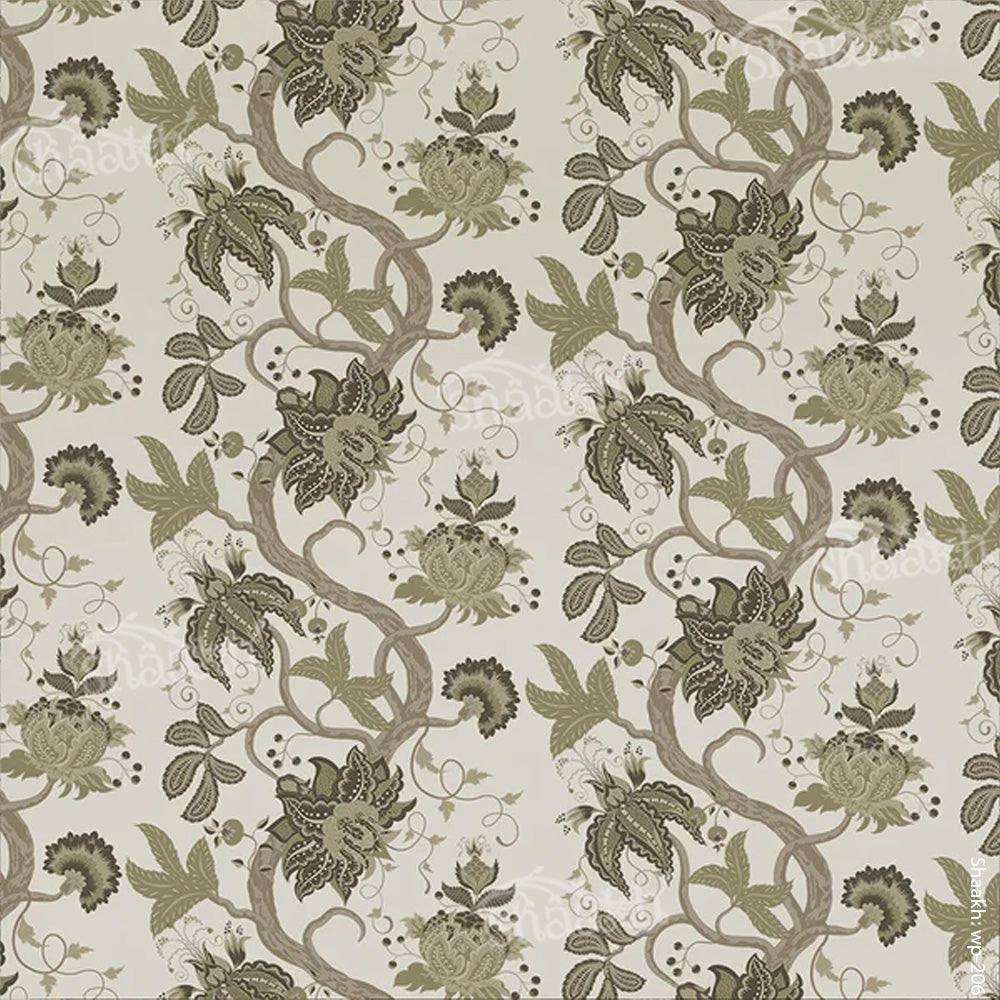 Persian Garden (Olive Green) Wallpaper | WP 206
