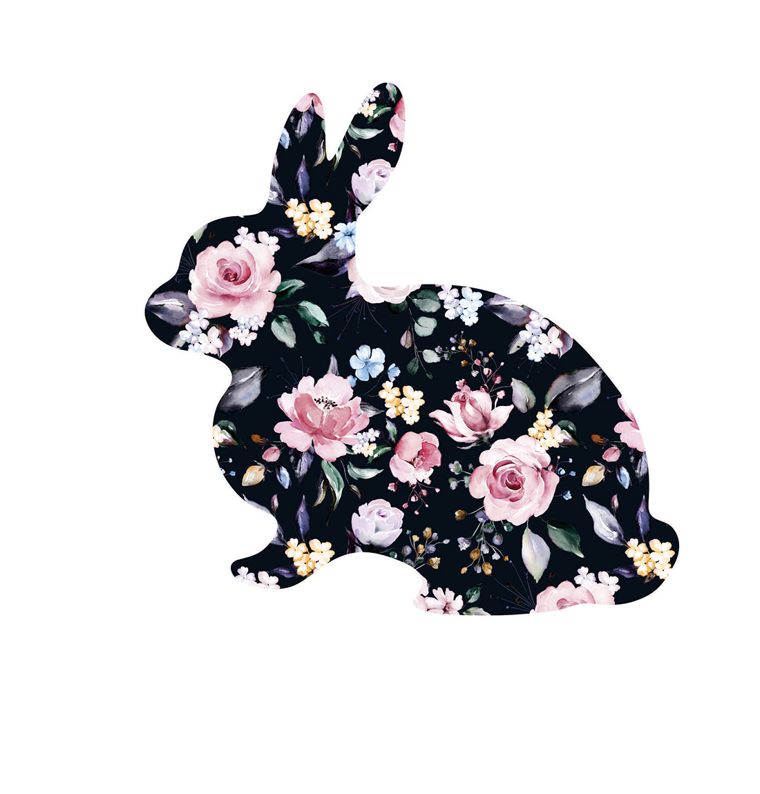 Bunny Shaped Floral Platter (Black)
