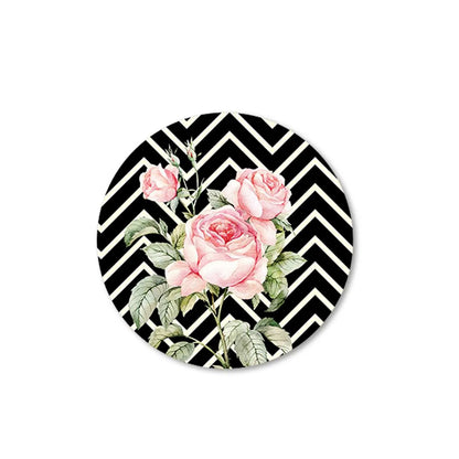 Roses On chevron Background Trivets | CST 051 (set of 2)