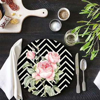 Roses On chevron Background Tablemats | TM 082 (set of 2)