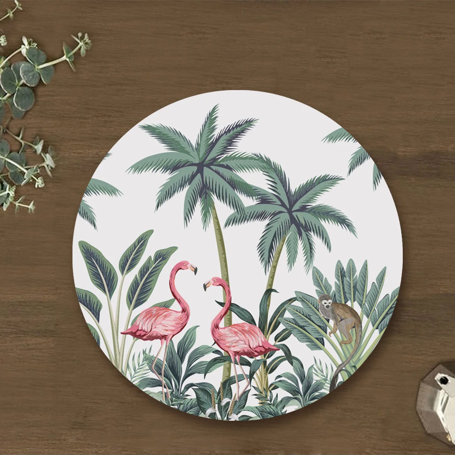 Vintage Palm tree and Flamingo Table Mat | TM 018 (set of 2)
