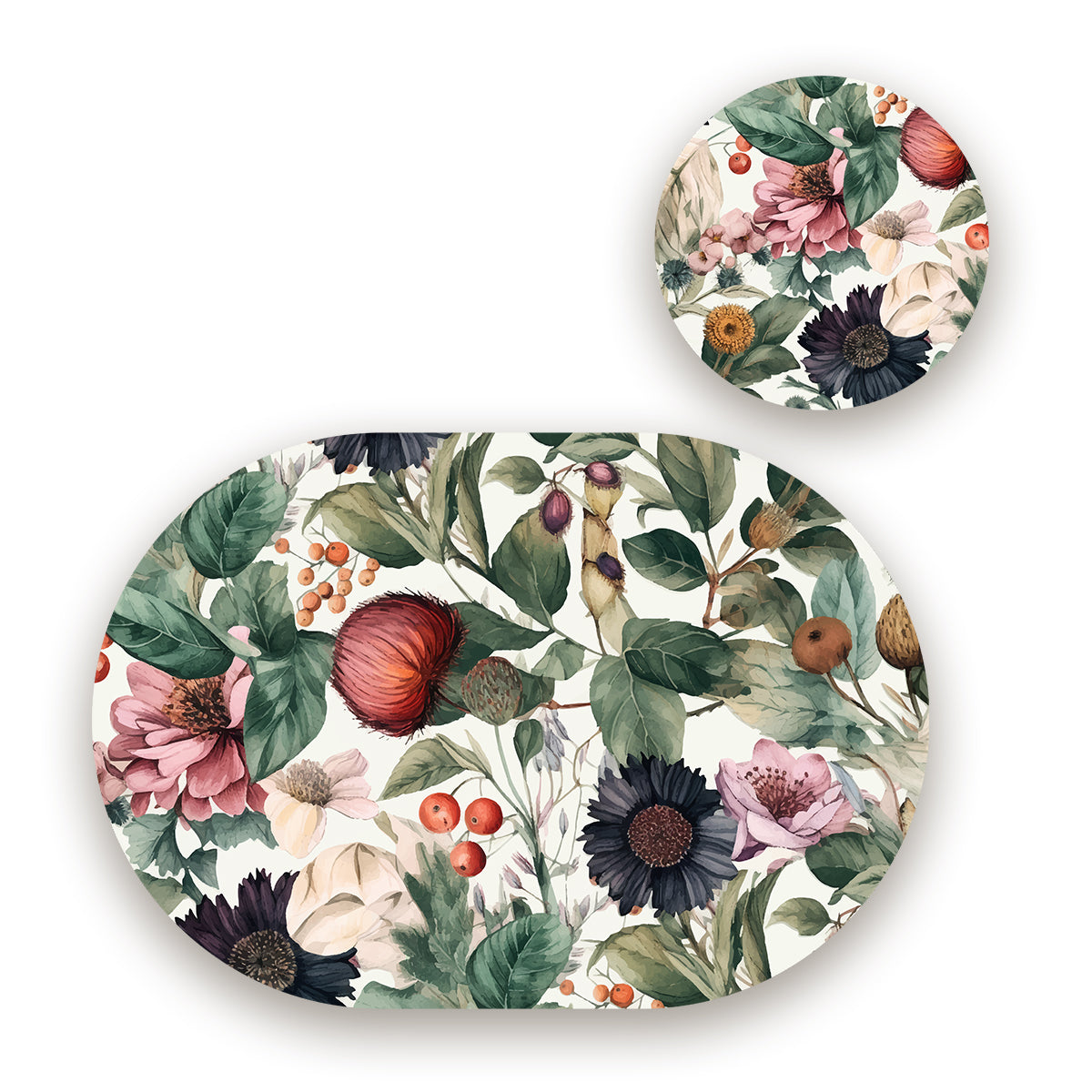 Autumn Garden Coordinated Set | TWC 080 (8 Mats, 4 Trivets)