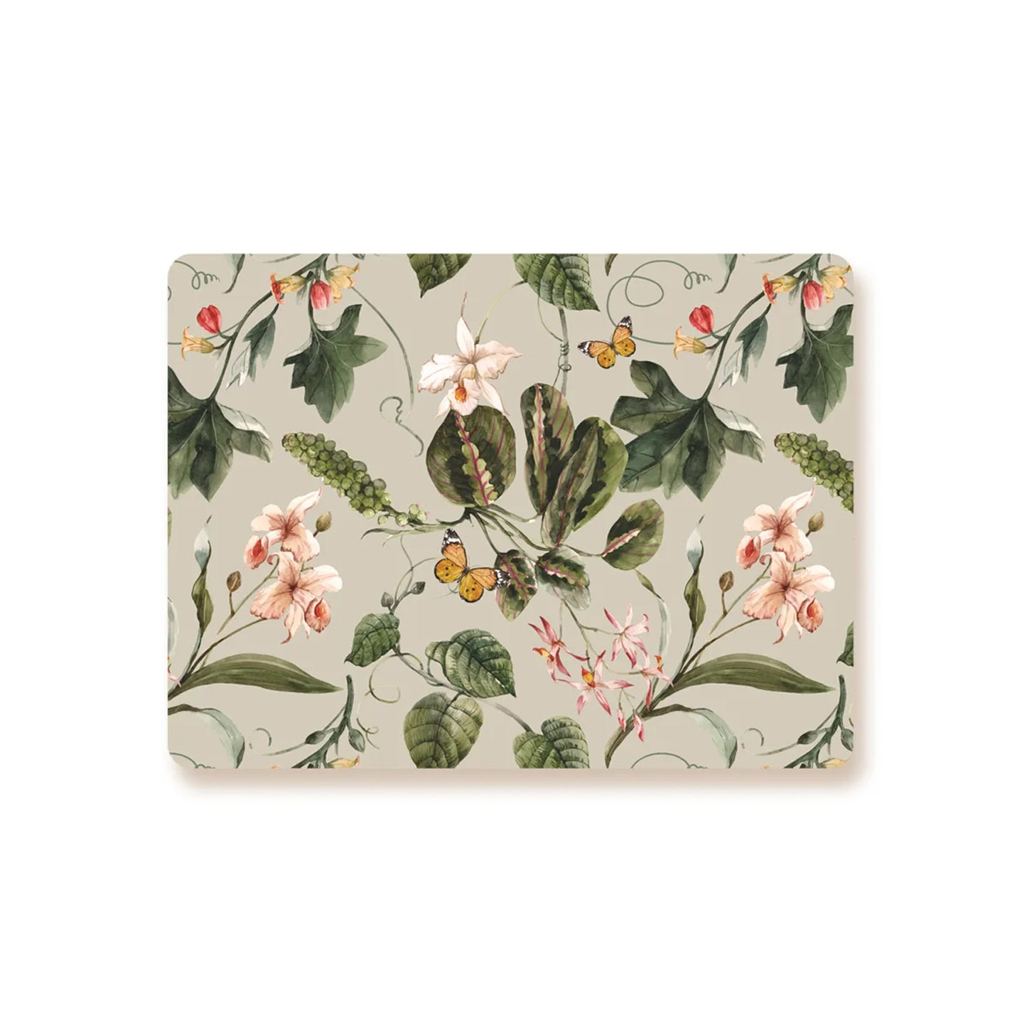 Exotic tropical orchids and green leaves Table Mat | TM 025 (set of 2)