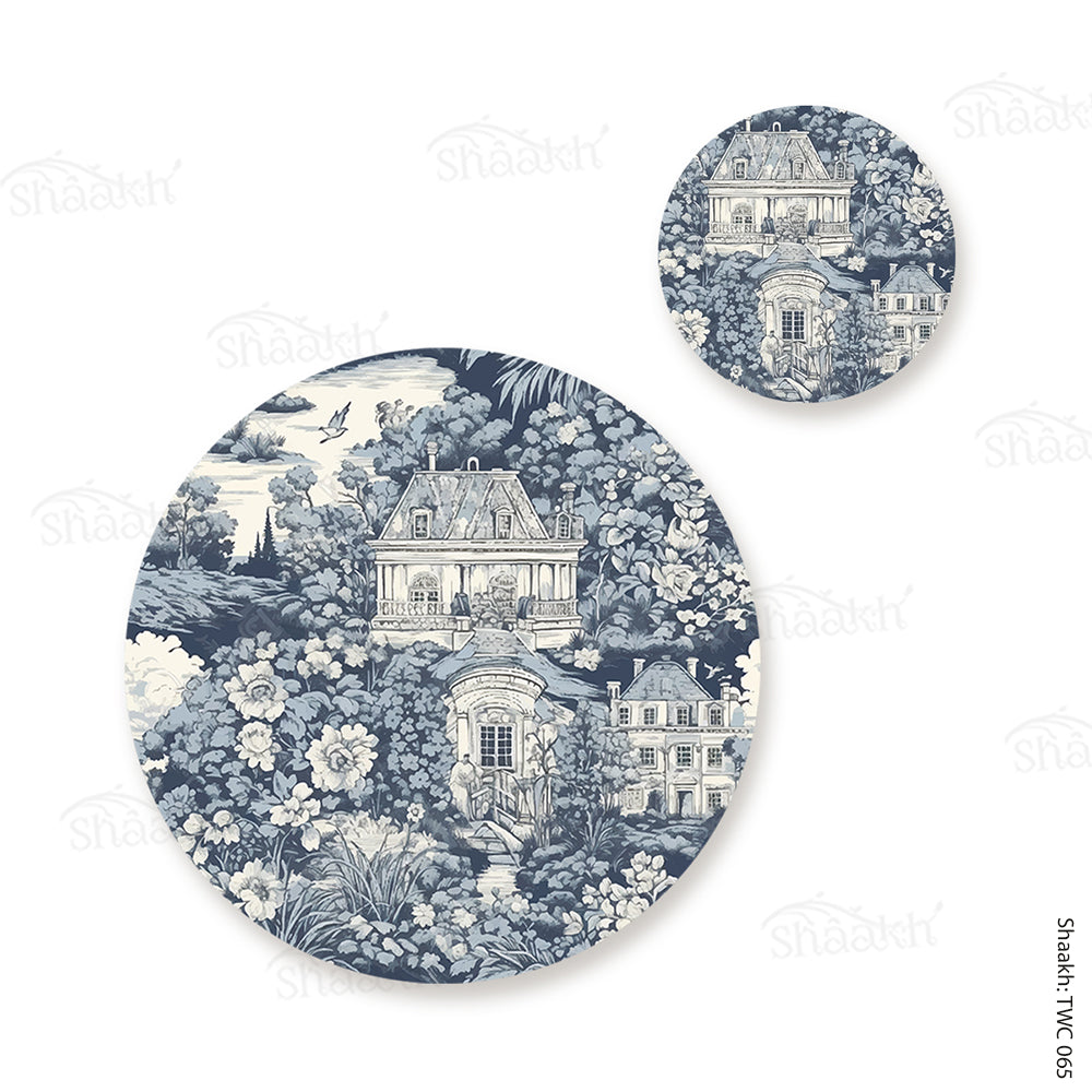 French Toile Coordinated Mats & Trivets Set | TWC 065 (8 Mats, 4 Trivets)