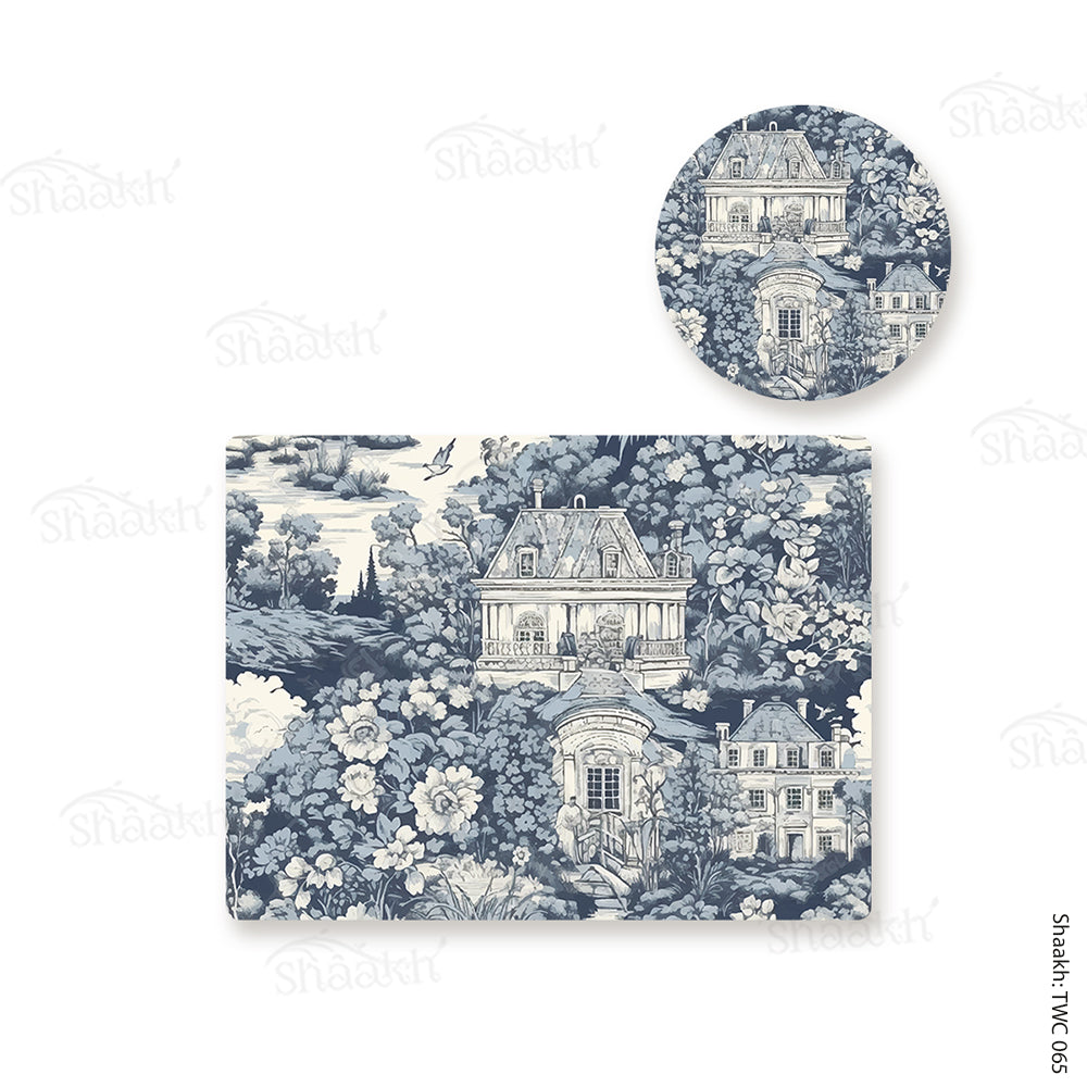 French Toile Coordinated Mats & Trivets Set | TWC 065 (8 Mats, 4 Trivets)