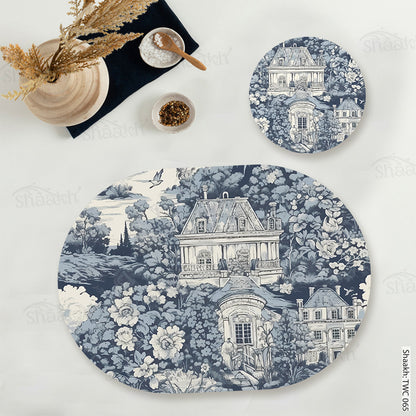 French Toile Coordinated Mats & Trivets Set | TWC 065 (8 Mats, 4 Trivets)