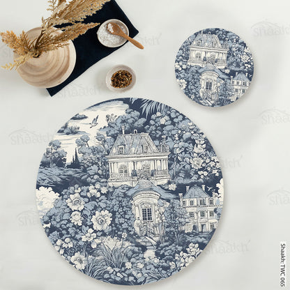 French Toile Coordinated Mats & Trivets Set | TWC 065 (8 Mats, 4 Trivets)