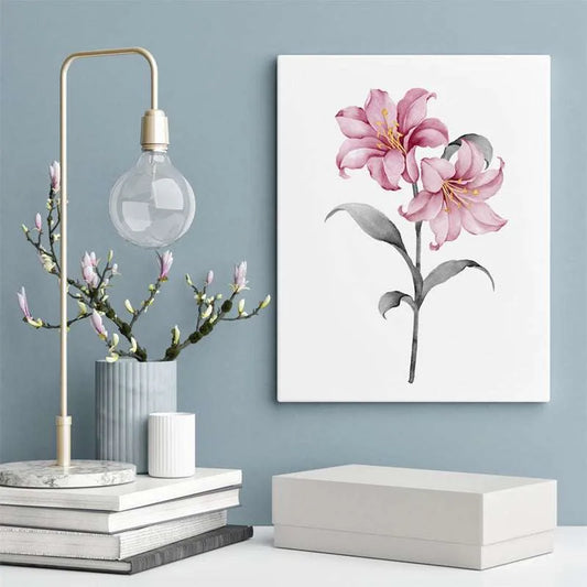 Watercolor Lily Flowers Canvas