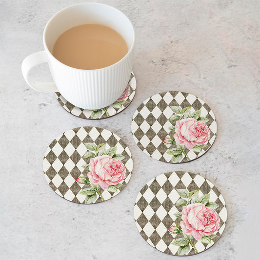 Pink Roses (Ash Grey) Coasters | CT 1122