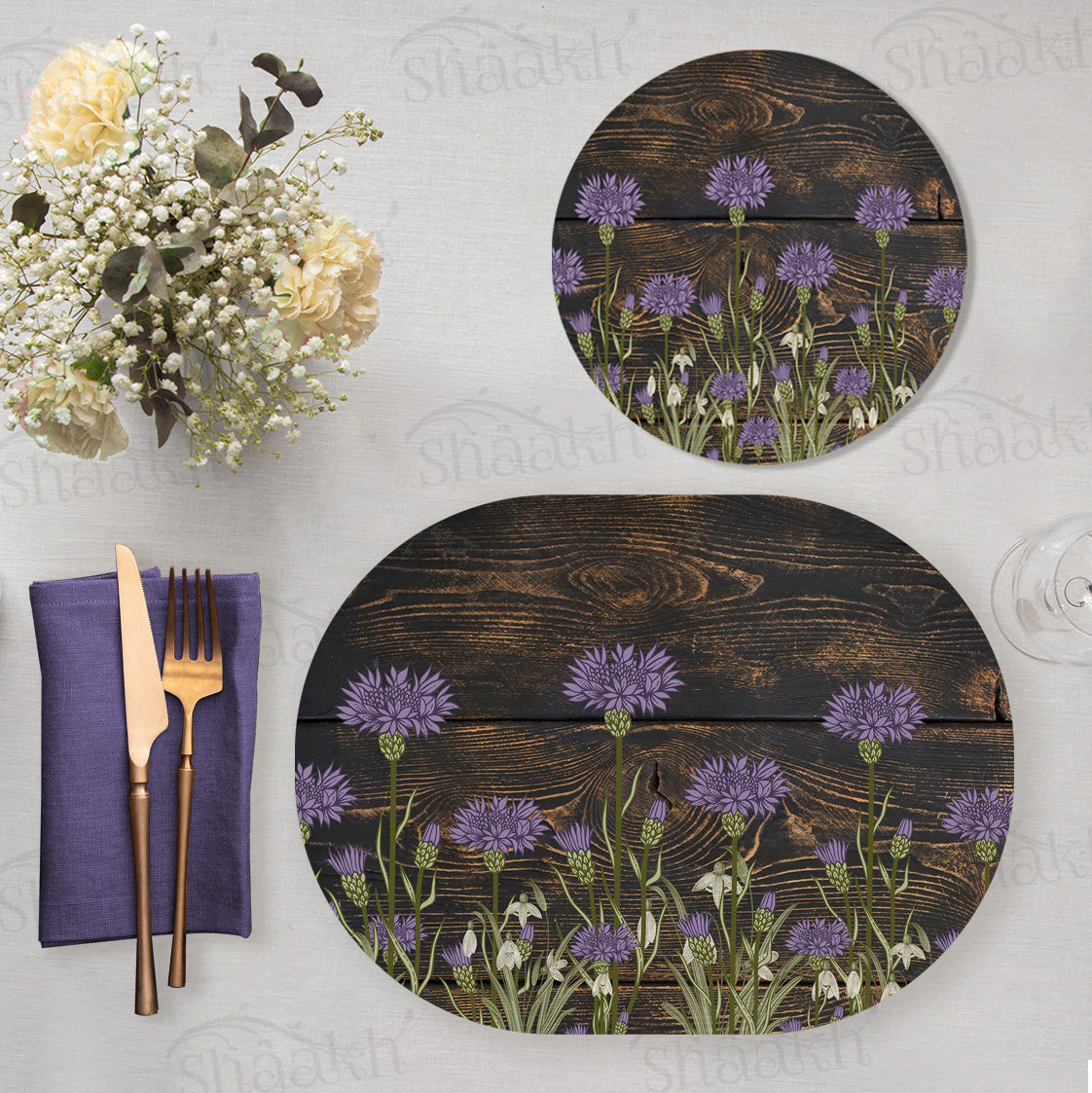 Lavender Grove Coordinated Set | TWC 117 (8 Mats, 4 Trivets)